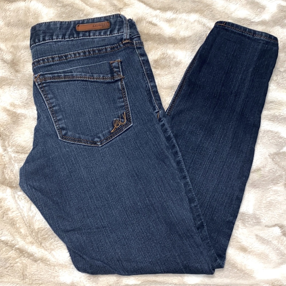Express Jeans Stella Dark Wash Stretchy Skinny Jean Jegging Legging Size 4 Short